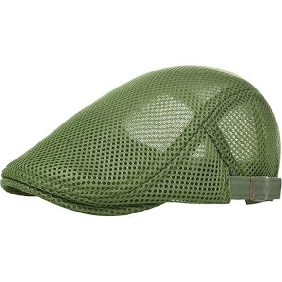 Men Breathable Mesh Summer Hat Adjustable Newsboy Beret Ivy Cabbie Flat Cap - Picture 7 of 7